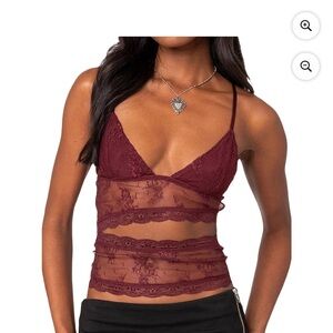Burgundy Lace Sheer Camisole